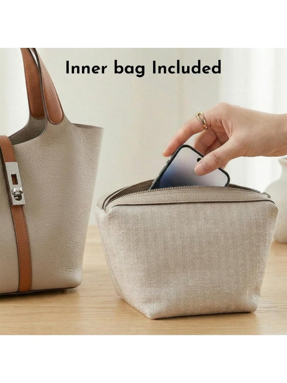 Stylish Vegan Leather Tote Bag for Women - Top Handle Satchel Purse for Work - Picture 5 of 8